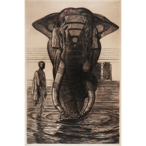 Éléphant sacré du emple de Civa. Vers 1925.